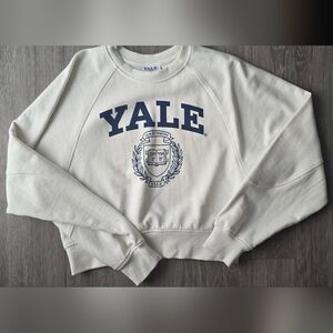 Yale University Cropped Cream Navy Sweatshirt Fitted Waist Primark Size Small